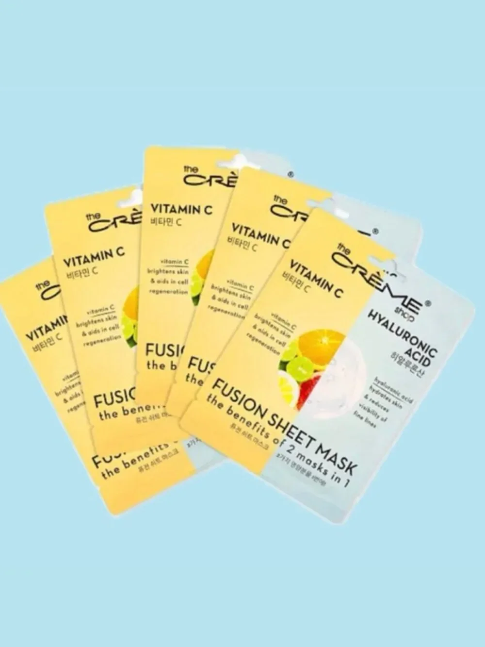 The Crème Shop Vitamin C & Hyaluronic Acid Fusion Sheet Mask Set of 5